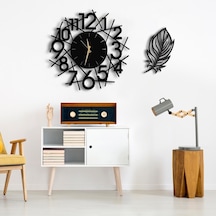 50X50 Dekoratif Duvar Saati + Tablo 35 Cm Hediye (506362157) Siyah