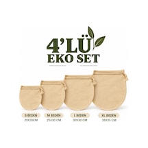 Halm 4 Lü Eko Set Pamuk Süzme Torbası Badem Ve Yulaf Sütü, Süzme Yaoğurt, Lor Ve Kese Peyniri Yapımı İçin Süzgeç S-m-l-xl Bej