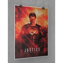 Superman Poster 45x60cm Man Of Steel Afiş - Kalın Poster Kağıdı Dijital Baskı
