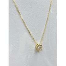 Gold Kaplama Kalp Çerçeve Detay Zirkon Taşlı Kolye Gold Kaplama Kalp Çerçeve Detay Zirkon Taşlı Kolye