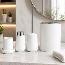 Ayrex Akrilik Banyo Seti 5 Parça, Çöp Kovası, Tuvalet Fırçası, Sıvı Sabunluk, Diş Fırçalık Ve Bardak, Moder Diğer