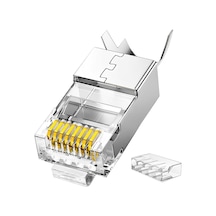 Veggieg Cat7 10 Gigabit Metal Rj45 Ethernet Konnektörü Altın Kaplama Korumalı 25 Adet