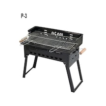Pervazlı Emaye Mangal P3 Battal Boy Barbekü Çift Kömürlü Izgara Katlanır Ayaklı 27x51cm Diğer