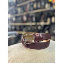 Trg Polo Bordo Nokta Desen Hakiki Deri Erkek Kemeri