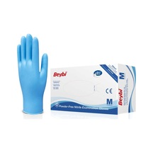 Beybi Pudrasız Nitril Mavi M Medium Beden Muayene Eldiven 100lü Paket