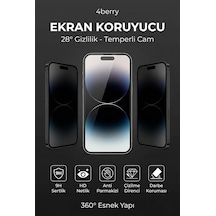 Shadow X Privacy Glass 28 Gizlilikli Temperli Ekran Koruyucu 9h Sertlik Af Kaplama Hd Netlik 360 Esnek Tasarım - Apple Uyumlu iPhone 15 Pro Max