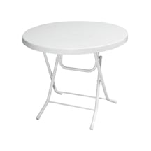 Omnipazar Mt-gfm206 Luce Plastik Yuvarlak Katlanır Bahçe Balkon Masa Ø85 Cm Beyaz Beyaz