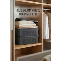 Füme 2'li 17 Lt Ünit Saklama Kutusu & Çok Amaçlı Ev Ve Gardırop Düzenleyici Organizer Füme