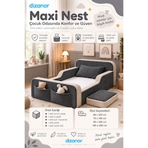 Dizanor Siyah Renk 70 X 140 Ölçü Maxi Nest Montessori Çocuk Karyola Yatak Seti
