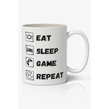 Game Döngü Eat Sleep Game Repeat Beyaz Kupa Bardak Beyaz