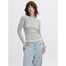 Jack & Jones Kadin Bisiklet Yaka Tisört - Henna - 12297870 Gri Melanj