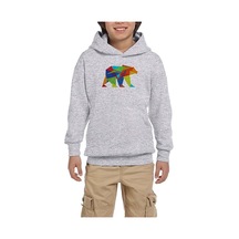 Bear Color Mozaik Gri Çocuk Kapşonlu Sweatshirt Gri