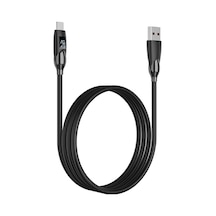 Rogfer Enkay 2.4a Usb - 8 Pin Led Ekranlı Hızlı Şarj Veri Silikon Kablosu, Uzunluk:1m Siyah