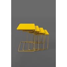 Tekerleksiz - Vegas Zigon Sehpa 4 Lü - Gold - Sarı