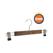 Nyn Ahşap Askı Mandallı Pantolon Etek Askısı Ceviz Renk 100 Adet