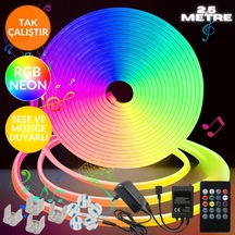 Sese Ve Müziğe Duyarlı Neon Led Rgb Esnek 2,5 Metre Kumandalı