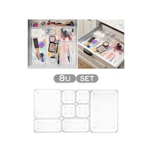 Meleni Home 8'li Set Modüler Çekmece Içi Düzenleyici, Banyo Makyaj Ve Takı Düzenleyici - Ofis Masaüstü Organizer Beyaz