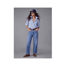 LC Waikiki Alıta Cıty Farkıyla Xsıde Mavi Denim Düz Straight & Düz Yüksek Bel Düz Paça Kadın Jean Pantolon Mavi - 925399556 Mavi