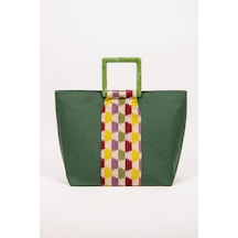 Fabric Craft Bag El Çantası Yeşil Duck Kumaş Astarlı Mıknatıslı 45x40 Yeşil