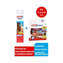 Tesamoll D-profil Kapı Pencere İzolasyon Bandı, 6mx9mmx7mm, Kahverengi + Kapı Altı Hava Akımı Önleyici Fırça, 1mx37mm