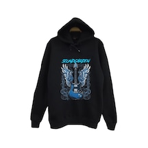 Soundgarden - Müzik Grubu Baskılı Unisex %100 Pamuk Siyah Kapüşonlu Sweatshirt Siyah
