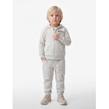Koton Cepli Beli Bağlamalı Oversize Eşofman Altı Gri Melanj 7wmb40038tk