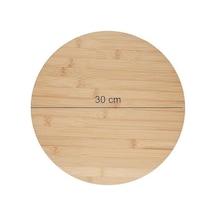 Bambu Dönerli Sunum Tahtası, 360 Derece Dönebilen Yuvarlak Pizza Ve Kahvaltı Sunum Tepsisi 30 Cm 15cm