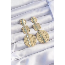 Pirinç Gold Renk Geometrik Ezme Plaka Küpe - Tj-bkp9244 Diğer