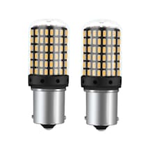 93 Tek Duy Led P21w 1156 Ba15s 144 Ledli Ultra Güçlü Turuncu Işık (2 Adet)