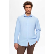 D'S Damat Ds Damat Slim Fit Mavi Italyan Yaka Dar Kesim Klasik Kravatlık Uzun Kollu Kolay Ütülenebilir Nefes 2HF02ORT5185 Mavi