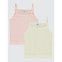 Civil Girls Jakarlı Kalp 2-10 Yaş 2'li Atlet Set Ekru - Somon
