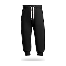 Heyadventure Erkek / Kız Çocuk Jogger Eşofman Altı Cepli Paçası Kaşkorseli Siyah Siyah