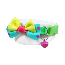 X-perk Neon Kumaş Papyonlu Zilli Kedi Köpek Tasması Boyun Tasma Ayarlı
