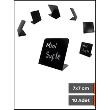 10 Adet Silinebilir Karatahta Siyah Etiket 7 x 7 CM Ayaklı İsimlik