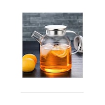Çelik Kapaklı Borosilikat Uzun Cam Demlik 1800 Ml Royaleks-cm-2003 Açık Bej