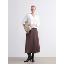 Lcwaıkıkı Classic Kahverengi Beli Lastikli A Kesim Saten Etek
