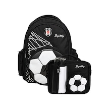 Beşiktaş Erkek Çocuk İlkokul Çantası Ve Beslenme Çantası Seti Futbol Topu Şekilli Siyah - Setbjk26383b