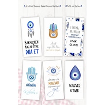 Nazar Temalı Kahve Sunum Kartları 6 Lı Motto Kart 7x14 Cm