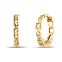 Debora Jewelry 14 Ayar Altın Zirkon Taşlı Delikli Halka Küpe