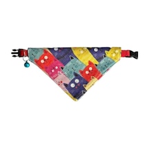 Cocopet Renkli Kediler Desenli Ayarlanabilir Fular Bandana Kedi Tasması