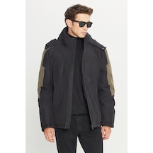 Altınyıldız Classıcs Erkek Sıyah Standart Fit Normal Kesim Kapüşonlu Dik Yaka Yan Cepli Casual Mont Siyah