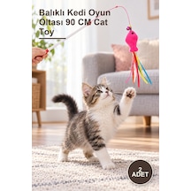 2 Adet Balıklı Kedi Oyun Oltası 90 Cm Cat Toy