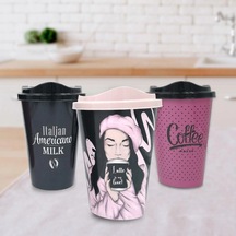 Biishe 3 Adet Kahve Bardağı Seti Dekoratif Plastik Kahve Muhafaza Bardağı Çok Renkli