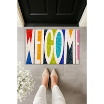 Rugmood Modern Dijital Baskı - Popüler Renkli Welcome - Kapı Önü Paspası Çok Renkli