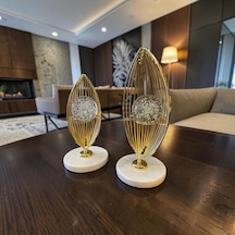 Tr Elegant Gold Metal Biblo Mermer Tabanlı Şık Ev Dekorasyonu Genel
