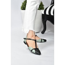 Fox Shoes Yeşil/Siyah Kadın Babet B726881809 Yeşil - Siyah