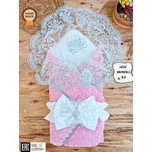 Kışlık Bebek Dış Kundak Battaniyesi Dantelli Pembe Bebek Kundağı Unisex Hastane Çıkışı Mevlütlük Pembe