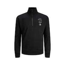Jack & Jones Jack&jones Dik Yaka Regular Fit Siyah Erkek Sweatshirt 12242262 001