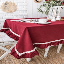 Premium Keten Bordo Özel Seri Masa Örtüsü Bordo