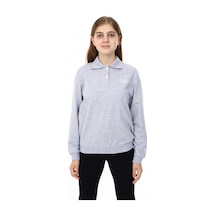 Toontoy Kız Çocuk Çelenk Tnty Baskılı Sweatshirt Gri Melanj